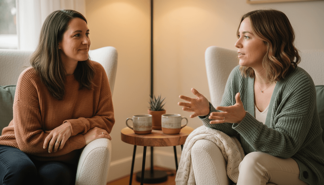 Two women in a one-on-one coaching conversation